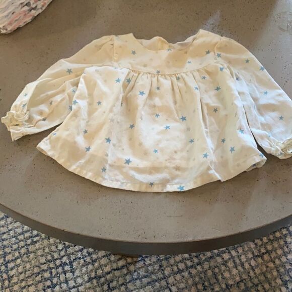 Gap long sleeve blouse blue and silver stars 6-12M - Picture 1 of 4